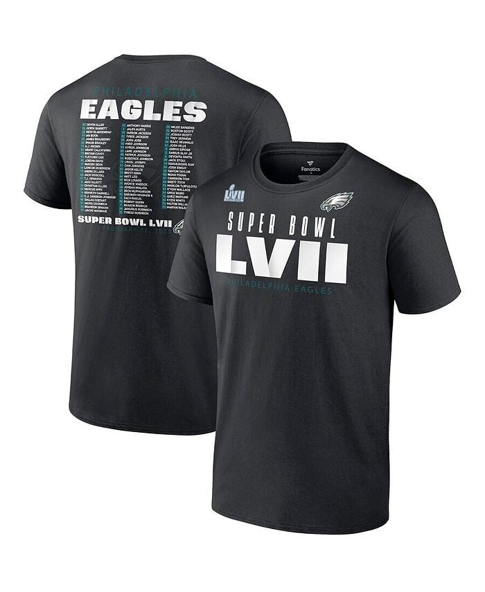 

Мужская черная футболка с логотипом Philadelphia Eagles Super Bowl LVII Varsity Team List Big and Tall Fanatics, черный