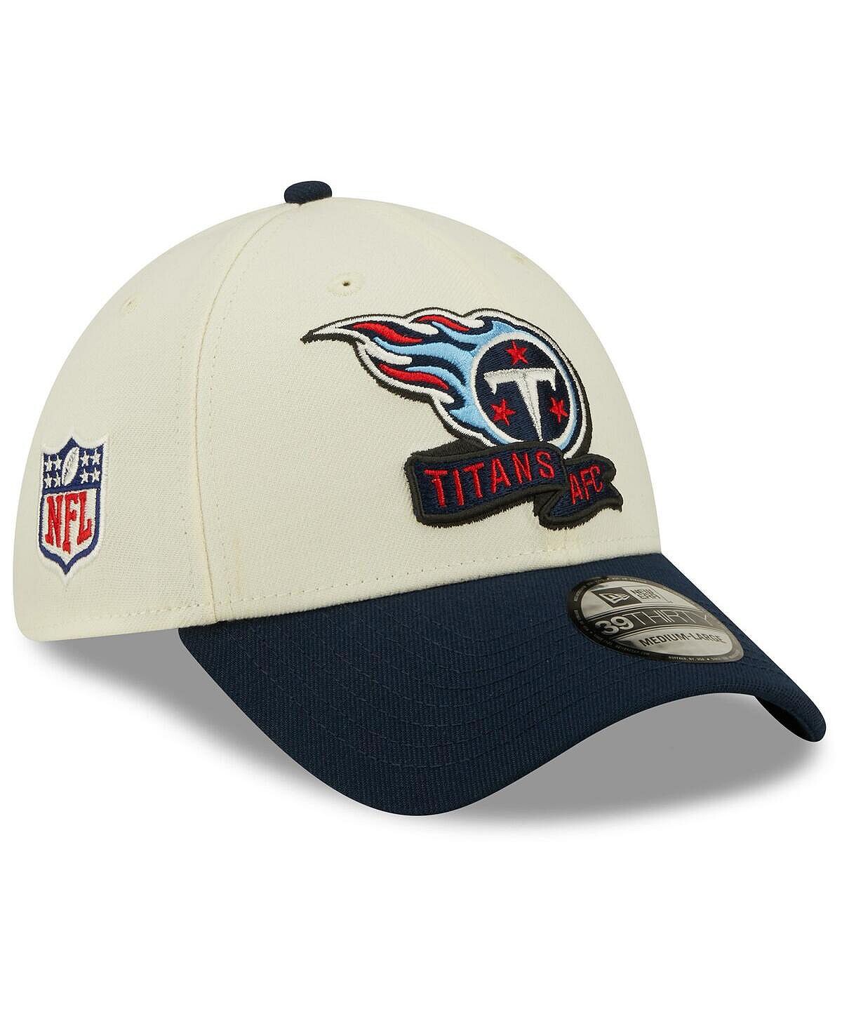 

Мужская двухцветная гибкая шляпа кремового и темно-синего цвета Tennessee Titans 2022 Sideline 39THIRTY New Era