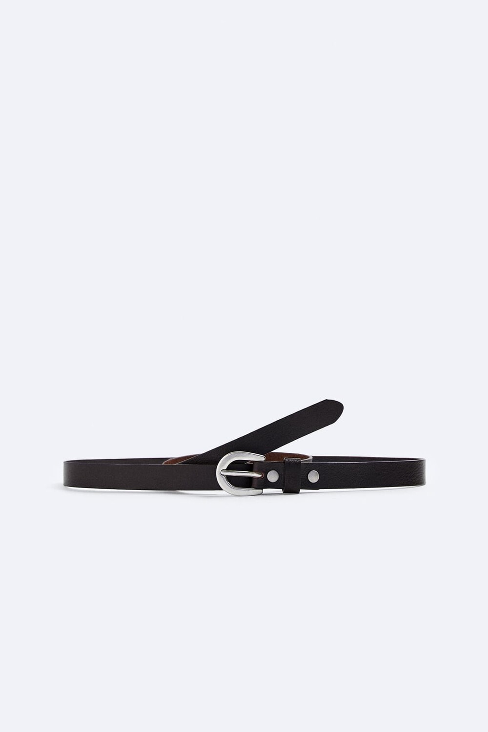 

Тонкий кожаный ремень ZARA, коричневый