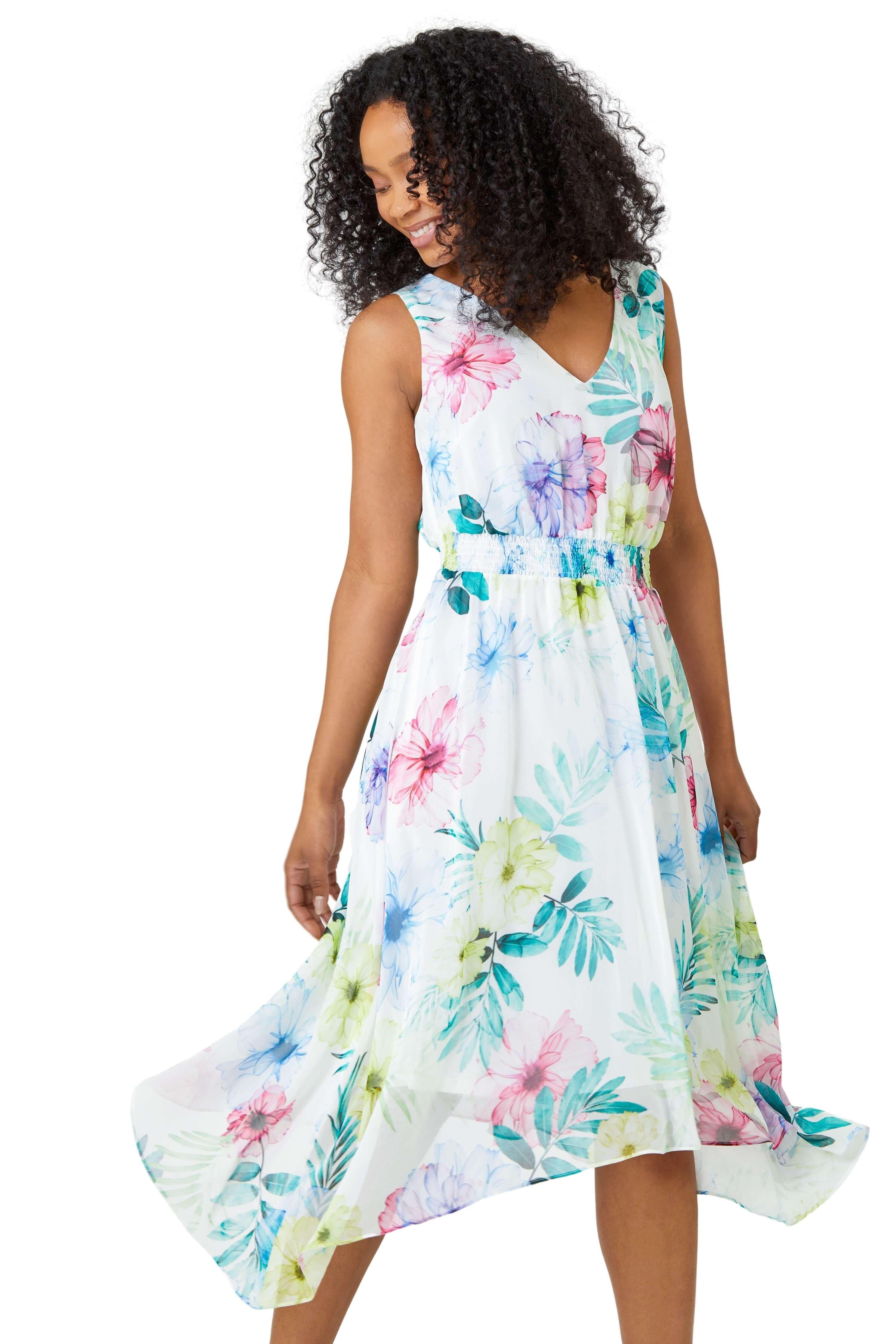 Миниатюрное гофрированное платье с цветочным принтом Roman, белый сиреневое короткое платье без бретелек из шифона с цветочным принтом lola may