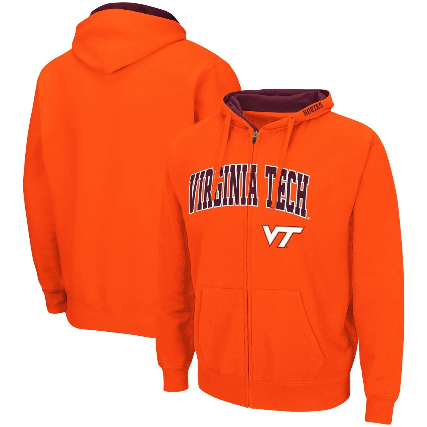 

Мужская оранжевая толстовка с молнией во всю длину Virginia Tech Hokies Arch & Logo 3.0 Colosseum, Оранжевый