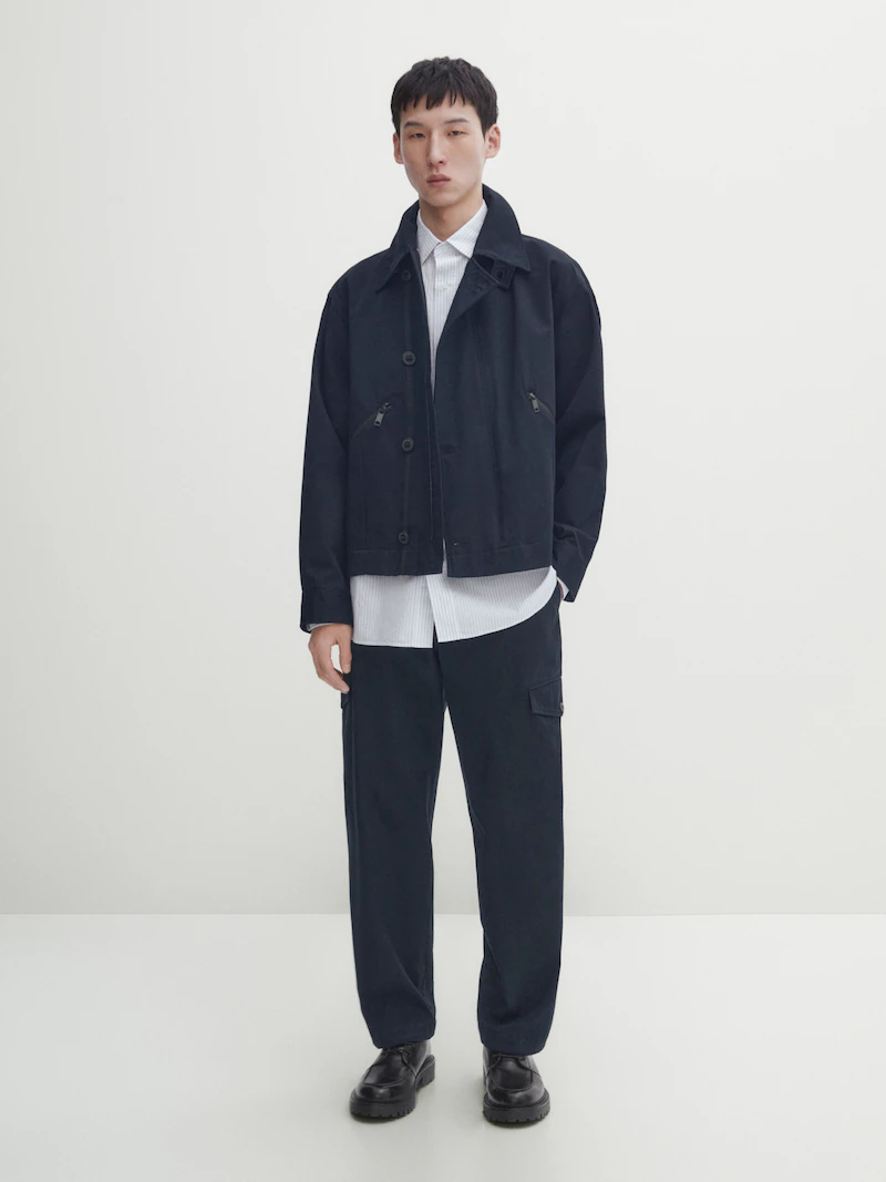 

Рубашка в полоску из хлопка обычного кроя Massimo Dutti, бирюзовый