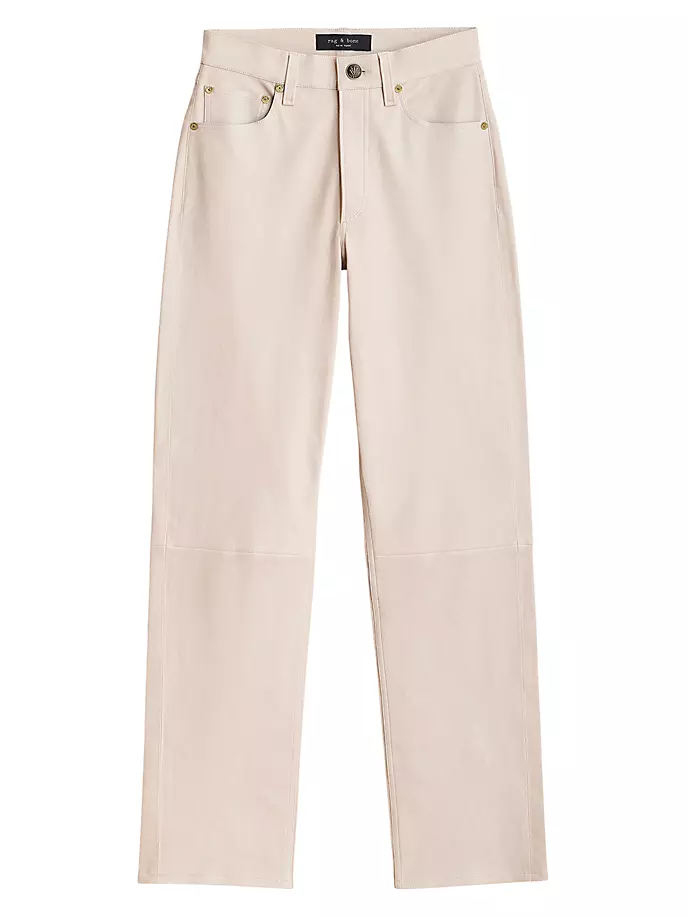 

Прямые кожаные брюки со средней посадкой Harlow Rag & Bone, цвет stan