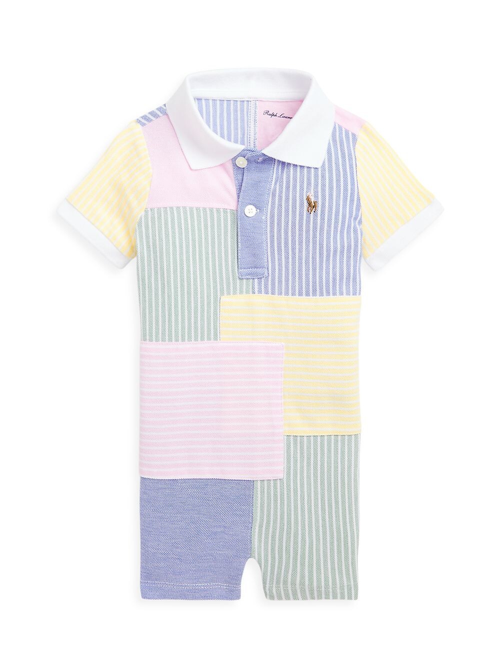 

Комбинезон поло в технике пэчворк для мальчика Polo Ralph Lauren, синий