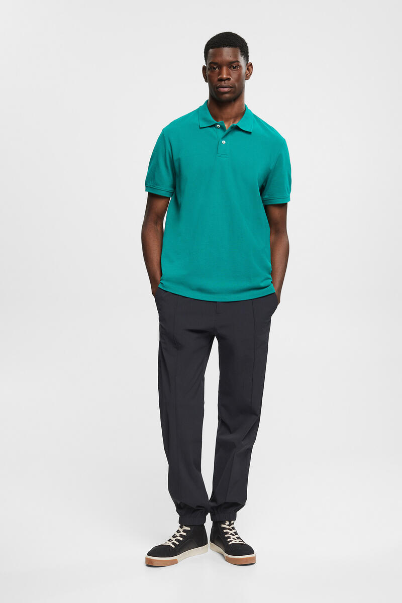 Базовая рубашка-поло из хлопкового пике Esprit, зеленый