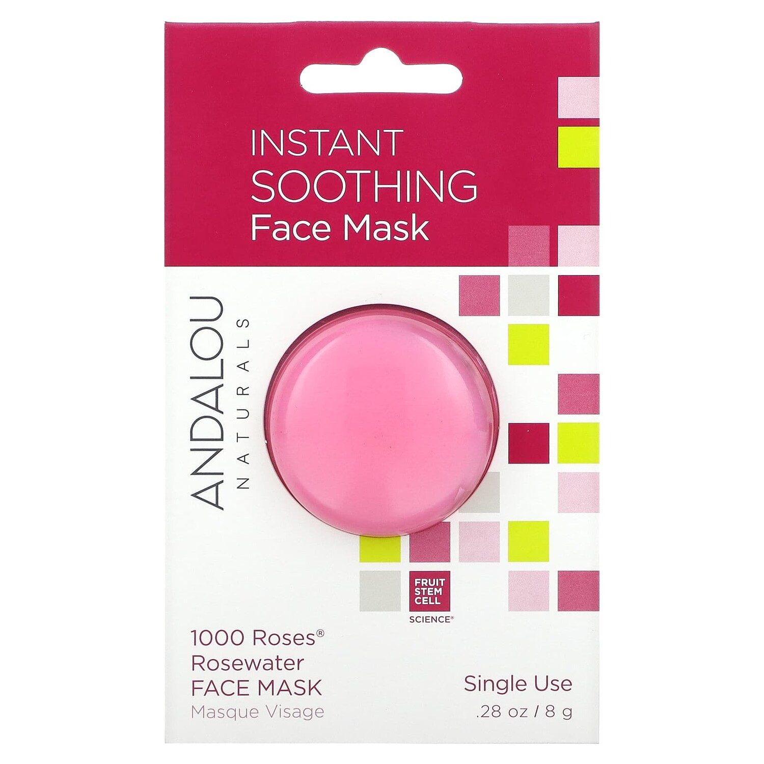 

Мгновенное успокоение, маска лица с розовой водой 1000 Roses, 8 г (0,28 унции), Andalou Naturals