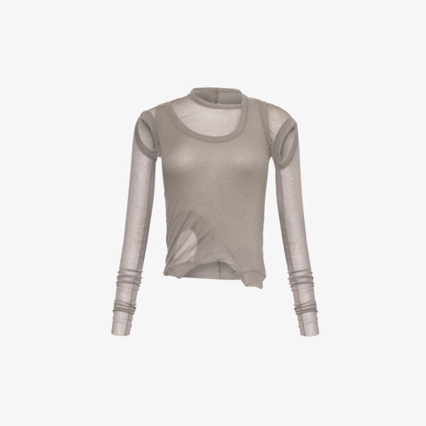 

Хлопковый топ с круглым вырезом и вырезом Rick Owens, цвет dust