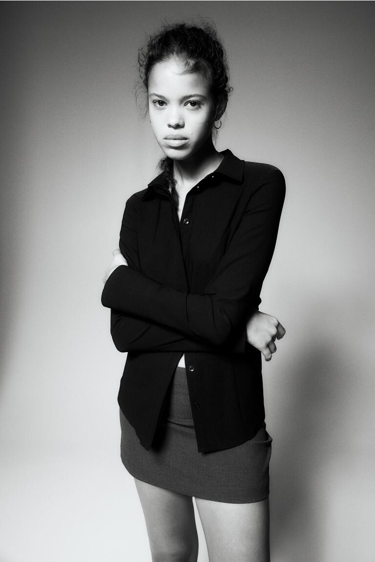 

Приталенная блузка-рубашка H&M, черный