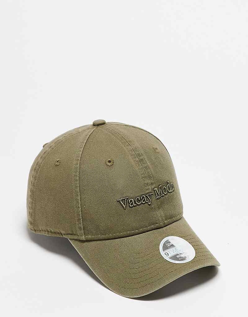 

New Era – 9twenty – Зеленая бейсболка с надписью Vacay Mode и эффектом размытости