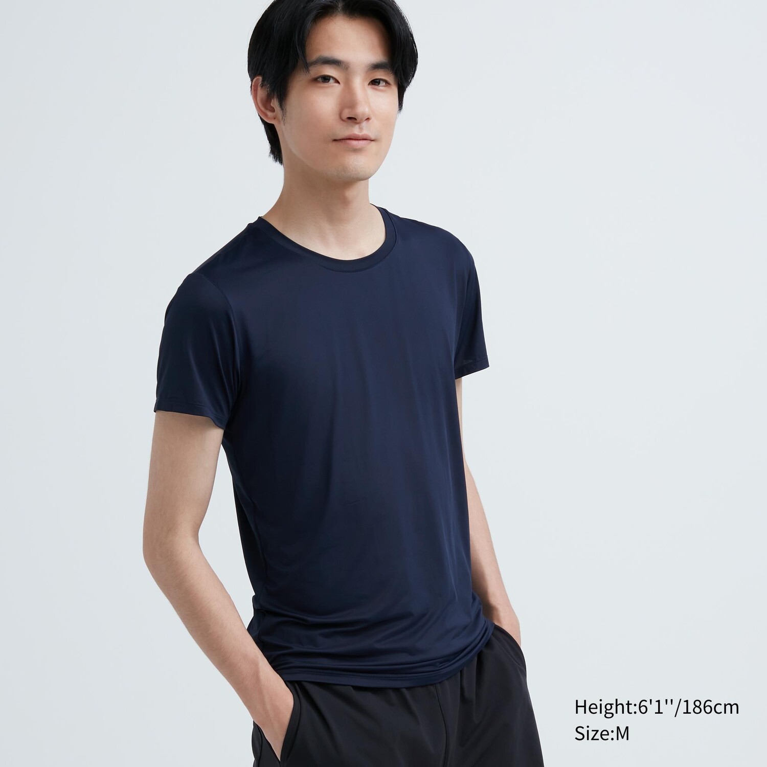 

Футболка легкая Uniqlo Airism с круглым вырезом, темно - синий