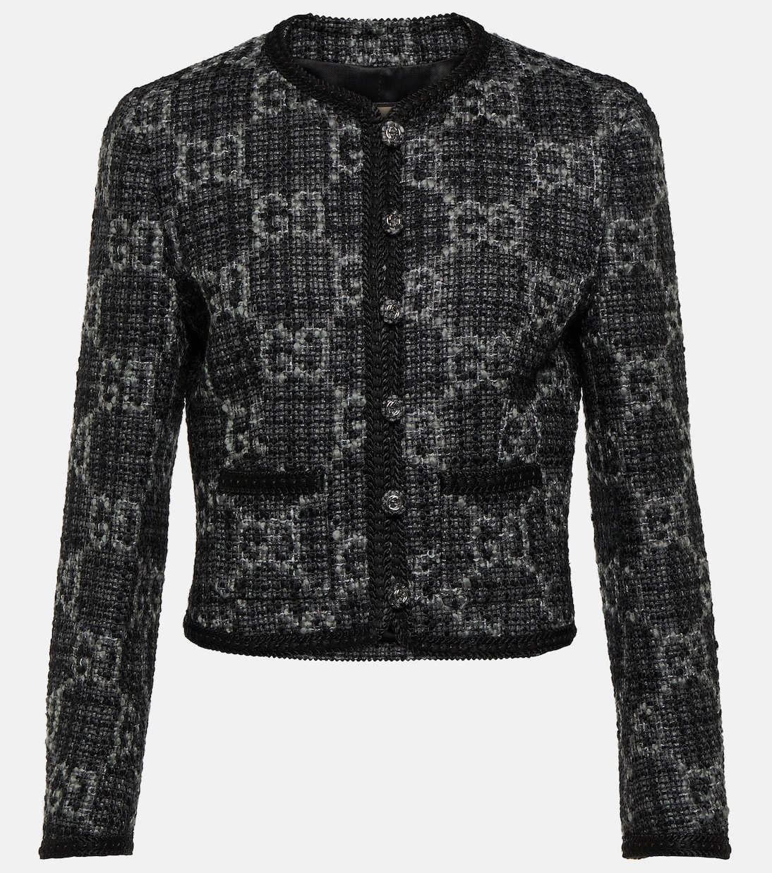Однобортный пиджак из смесовой шерсти Gucci, серый
