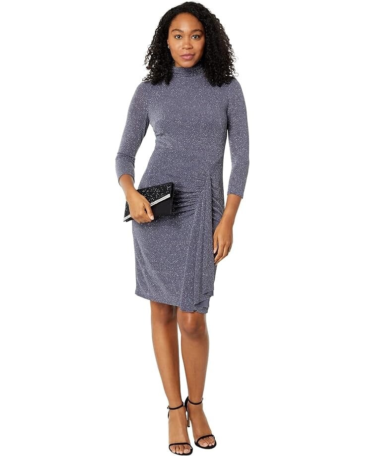 

Платье Vince Camuto Glitter Knit Bodycon with Turtleneck and Front Drape, цвет Gunmetal