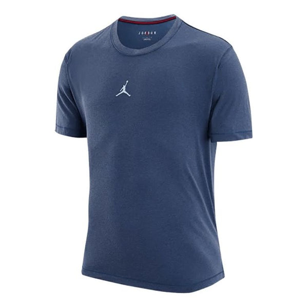 

Футболка Men's Air Jordan Dri-FIT Solid Color Logo Printing Round Neck Pullover Short Sleeve Blue T-Shirt, синий