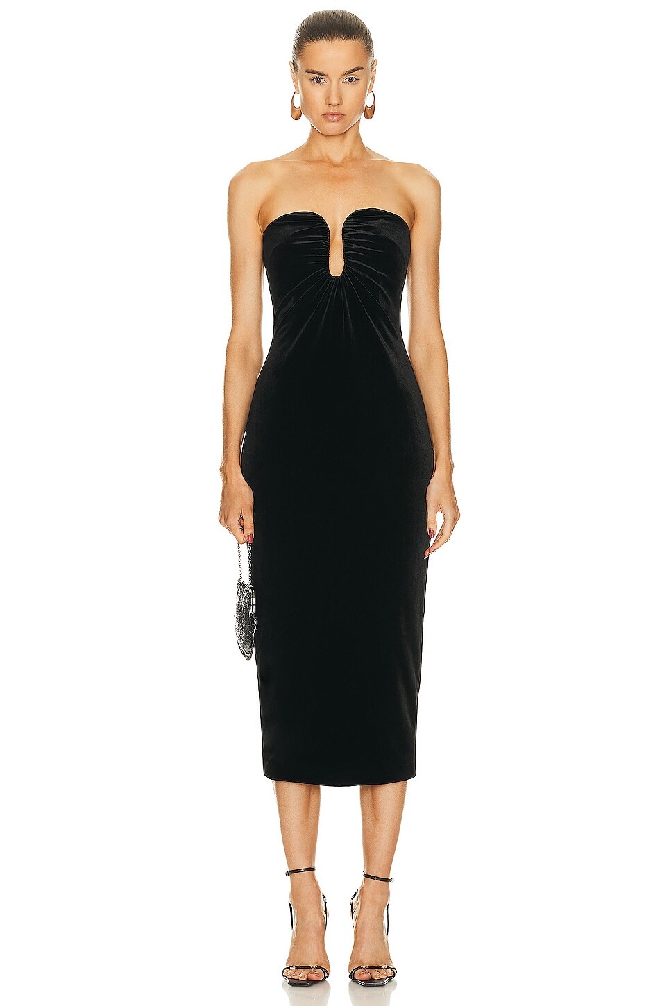 

Платье миди Self-Portrait Velvet Strapless, черный