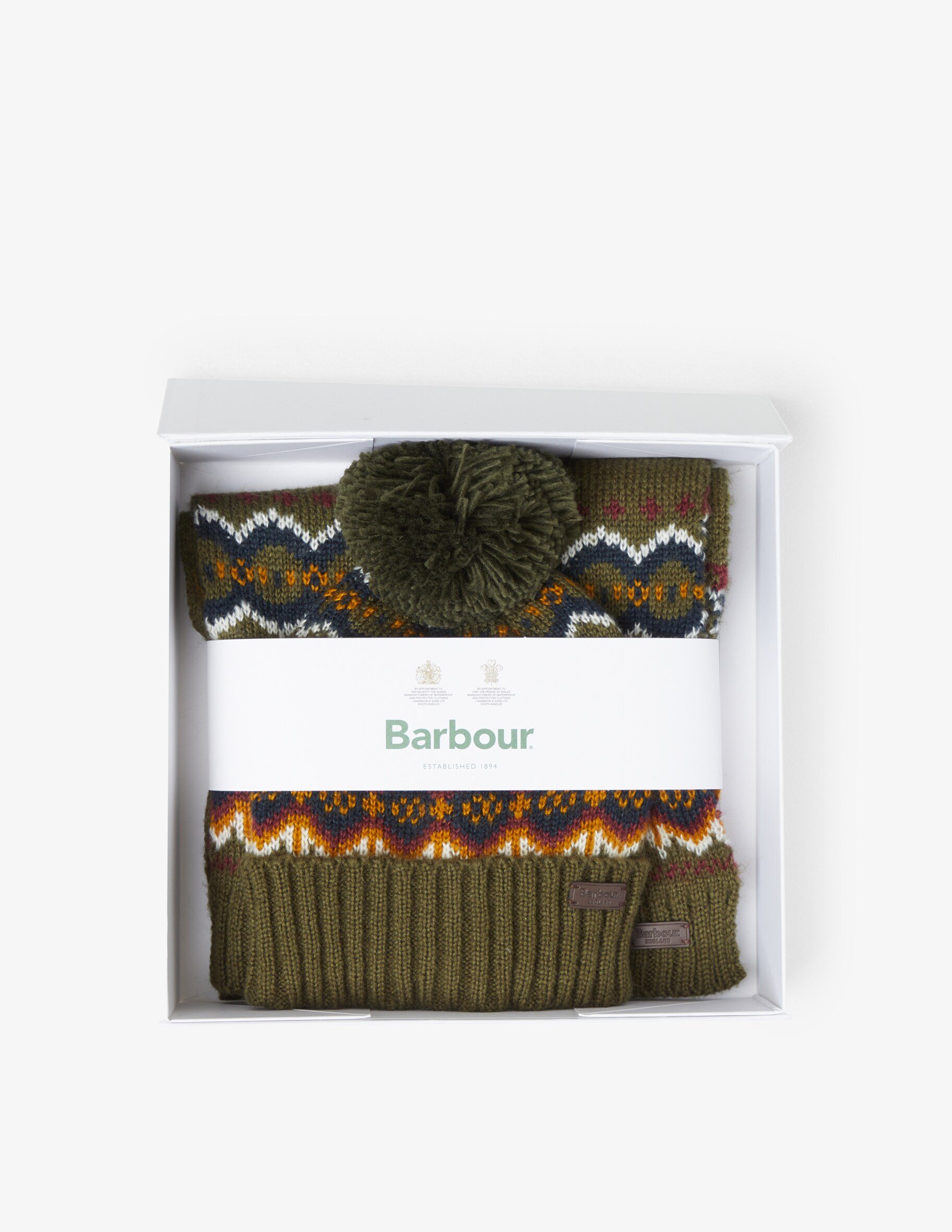 

Шарф с помпоном и шапка в подарочной упаковке Barbour, черный