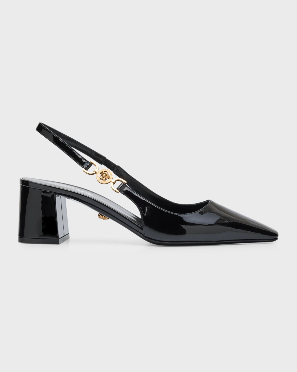 

Туфли-лодочки с пяткой и логотипом Medusa, цвет Black-Versace Gold