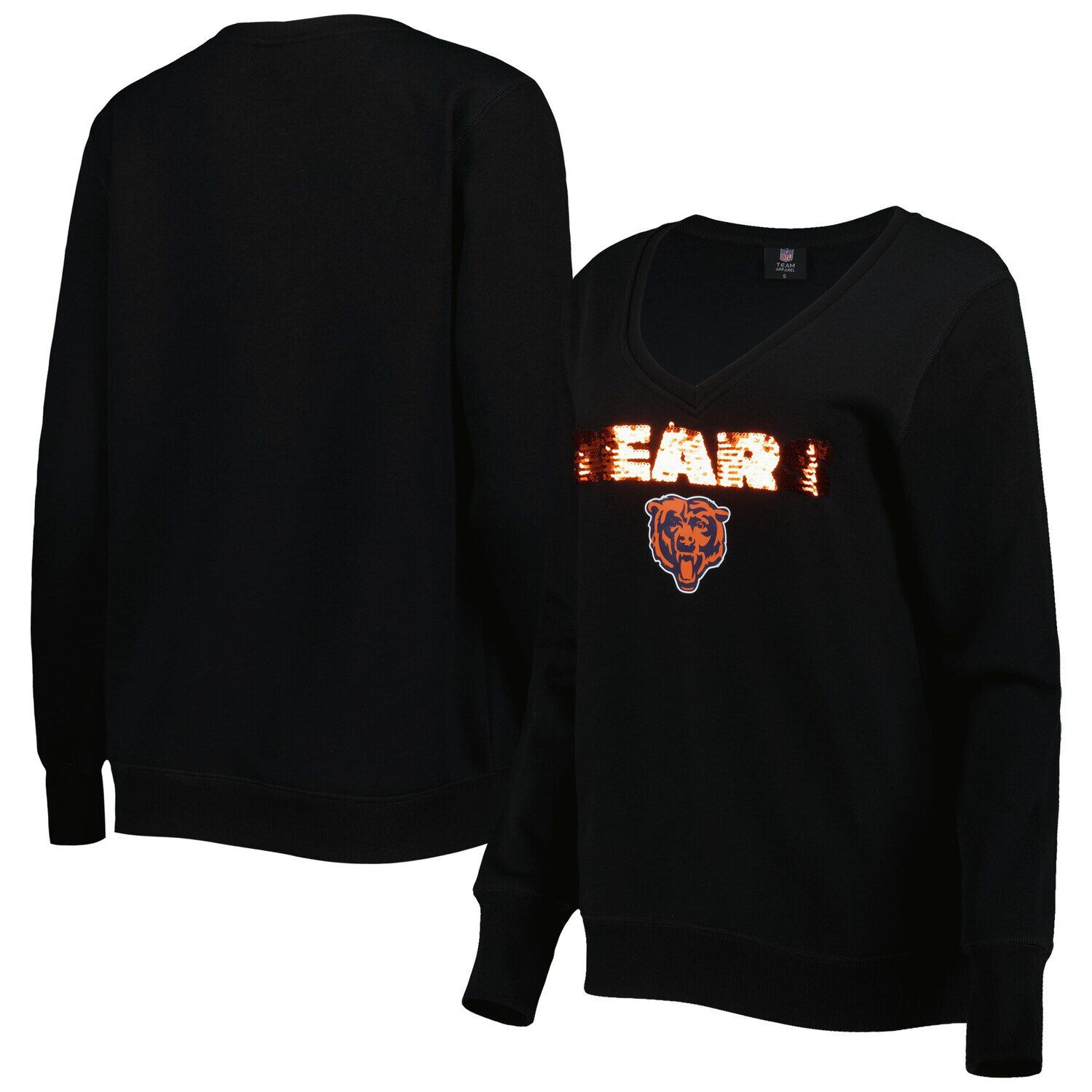 

Черный женский пуловер с v-образным вырезом и логотипом Cuce Chicago Bears