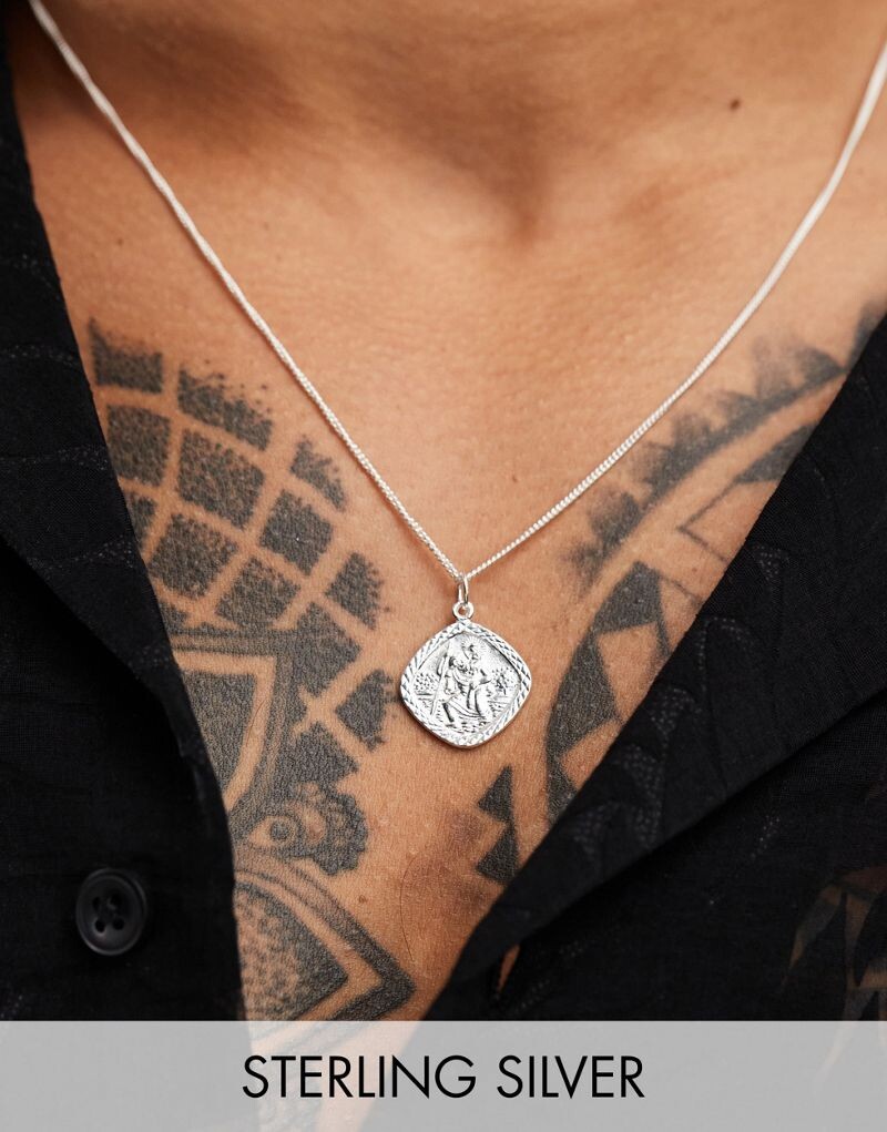 

Серебряное колье ASOS DESIGN с серебряной подвеской St Christopher