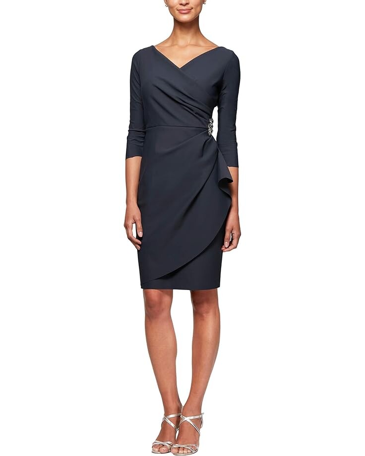

Платье Alex Evenings Long Sleeveless with Cascade Ruffle Detail and Front Slit, цвет Charcoal