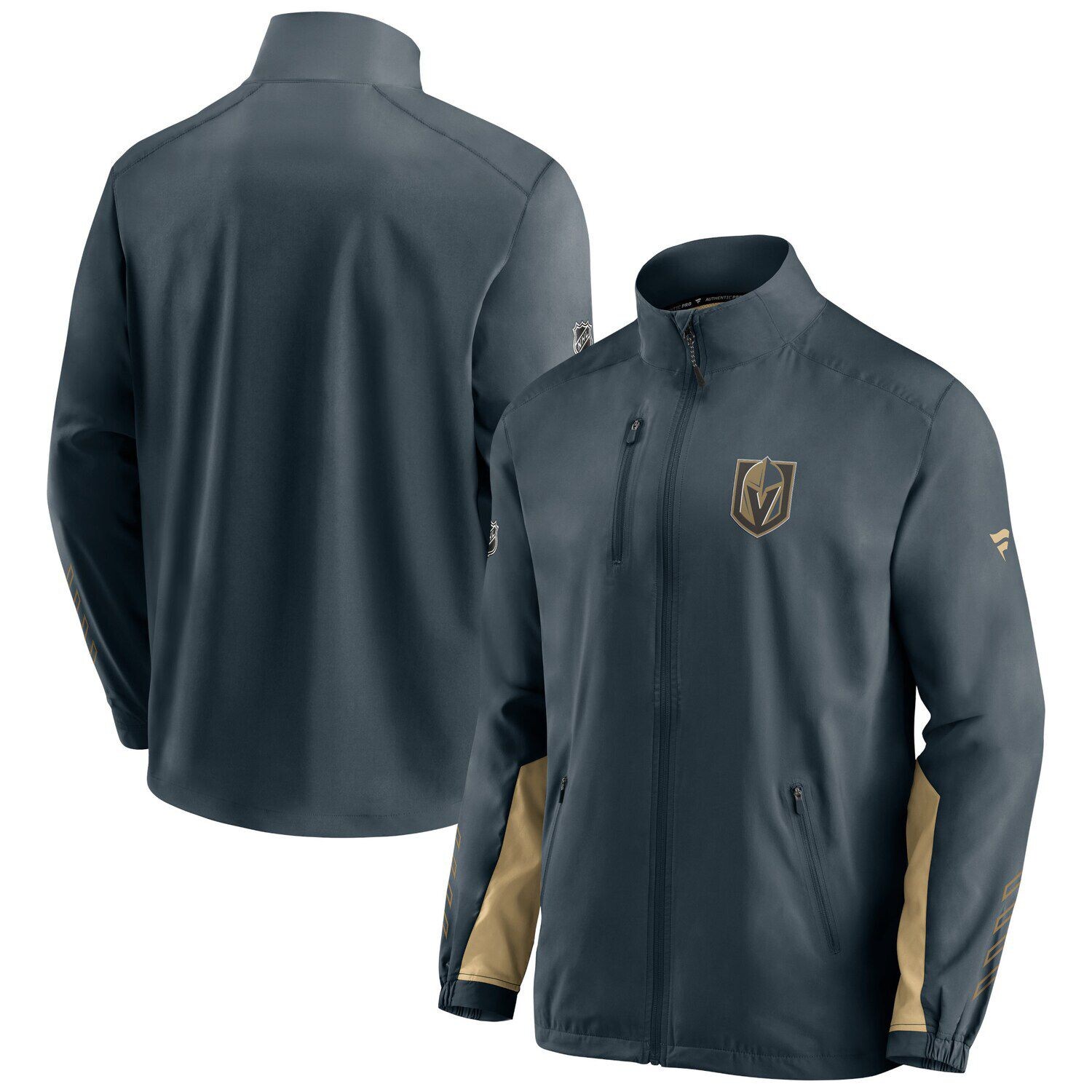 

Мужская фирменная темно-серая куртка Vegas Golden Knights Authentic Pro Locker Room с молнией во всю длину Fanatics