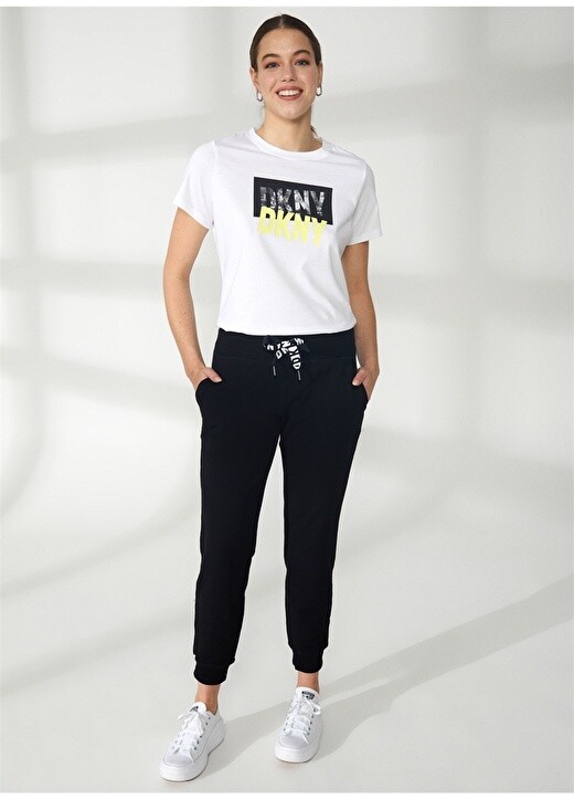 

Простая черная женская футболка с круглым вырезом Dkny Jeans, Черный