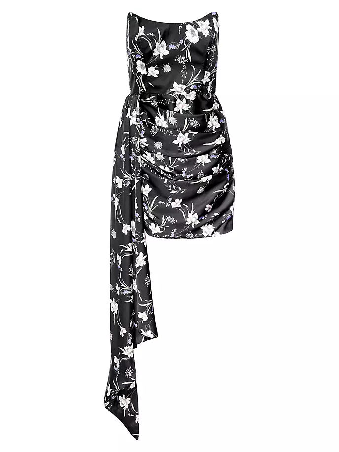 Атласное мини-платье с драпировкой и цветочным принтом Chasing Dawn Katie May, цвет midnight floral