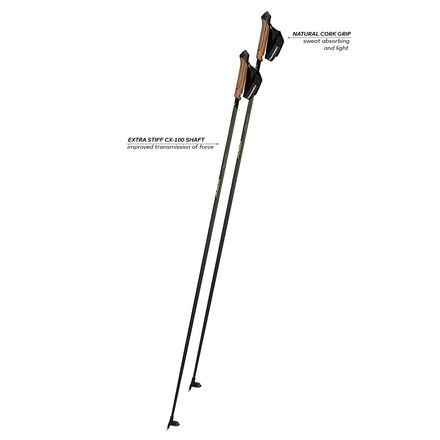 25 дюймов 100% чистого углеродного волокна рекурсивная ручка для лука Лыжные палки Nordic CX 100 Cork Komperdell, желтый