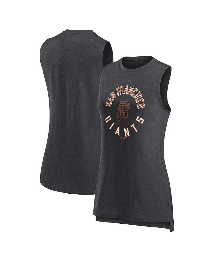 

Женская майка с логотипом Heather Charcoal San Francisco Giants What Goes Вокруг майки Fanatics, черный