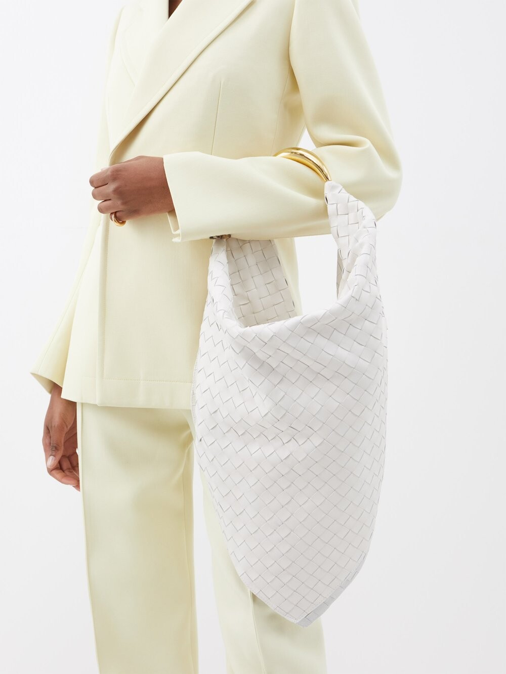 

Кожаная сумка через плечо foulard intrecciato Bottega Veneta, белый