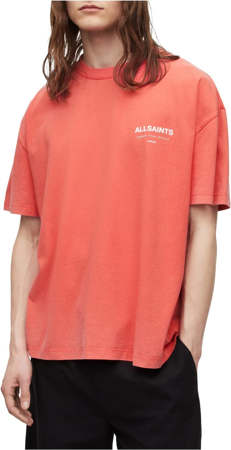 

Кофта с короткими рукавами Underground AllSaints, цвет Ruby Red/Cala White