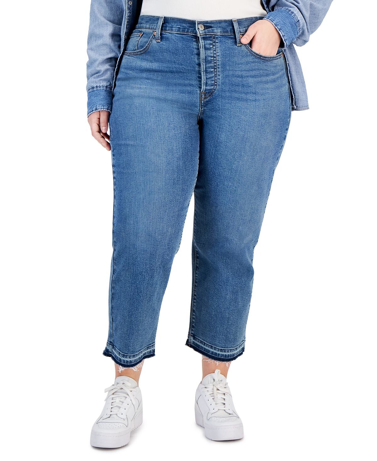 

Модные прямые джинсы больших размеров на танкетке Levi's