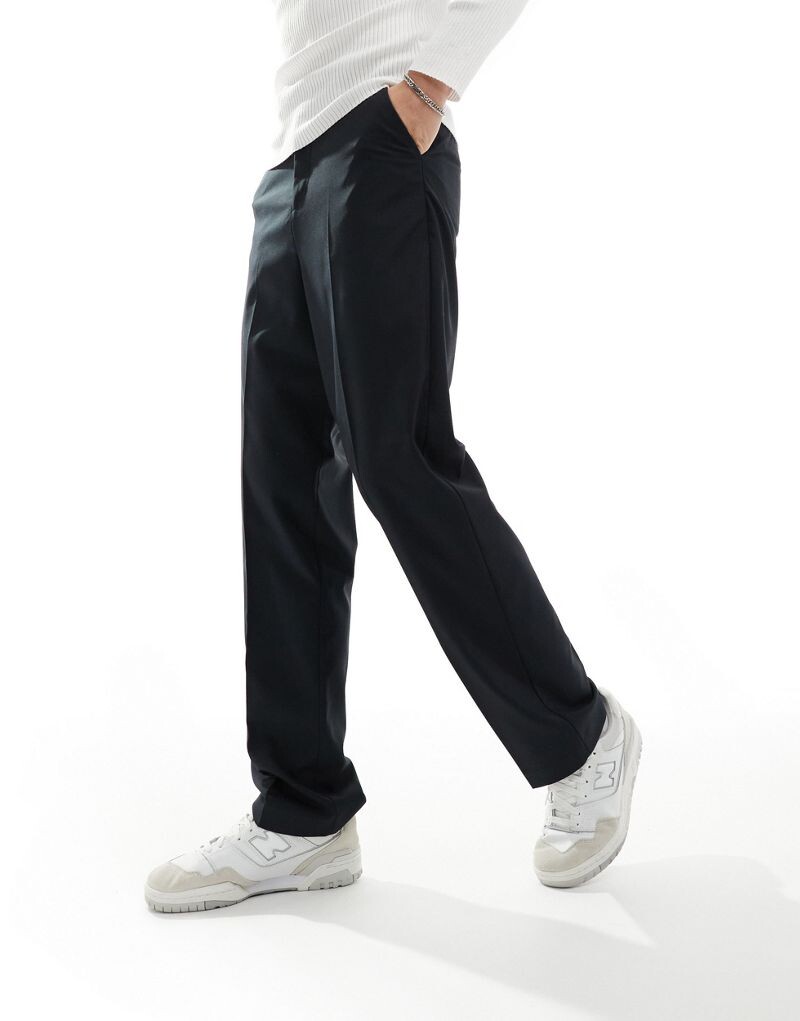 

Черные элегантные прямые брюки с завышенной талией ASOS DESIGN
