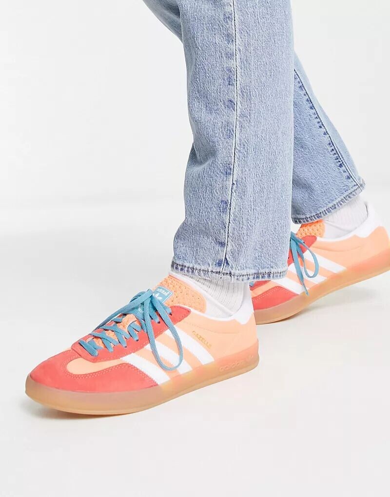 

Оранжево-белые кроссовки adidas Originals Gazelle Indoor на резиновой подошве - ПЕРСИКОВЫЙ