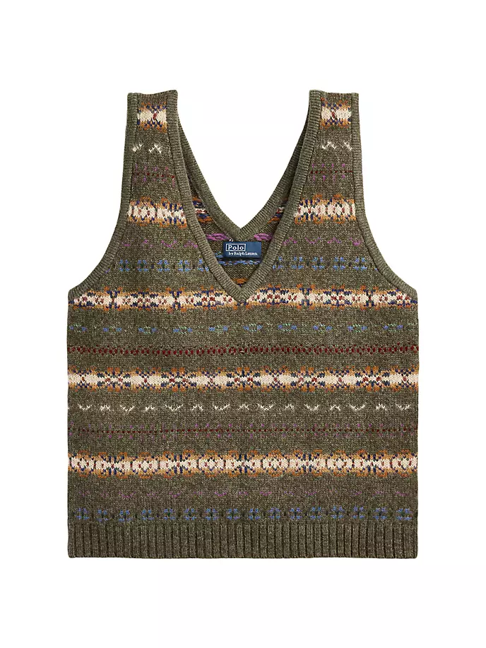 

Майка из смесовой шерсти в стиле Fair Isle с V-образным вырезом Polo Ralph Lauren, серый
