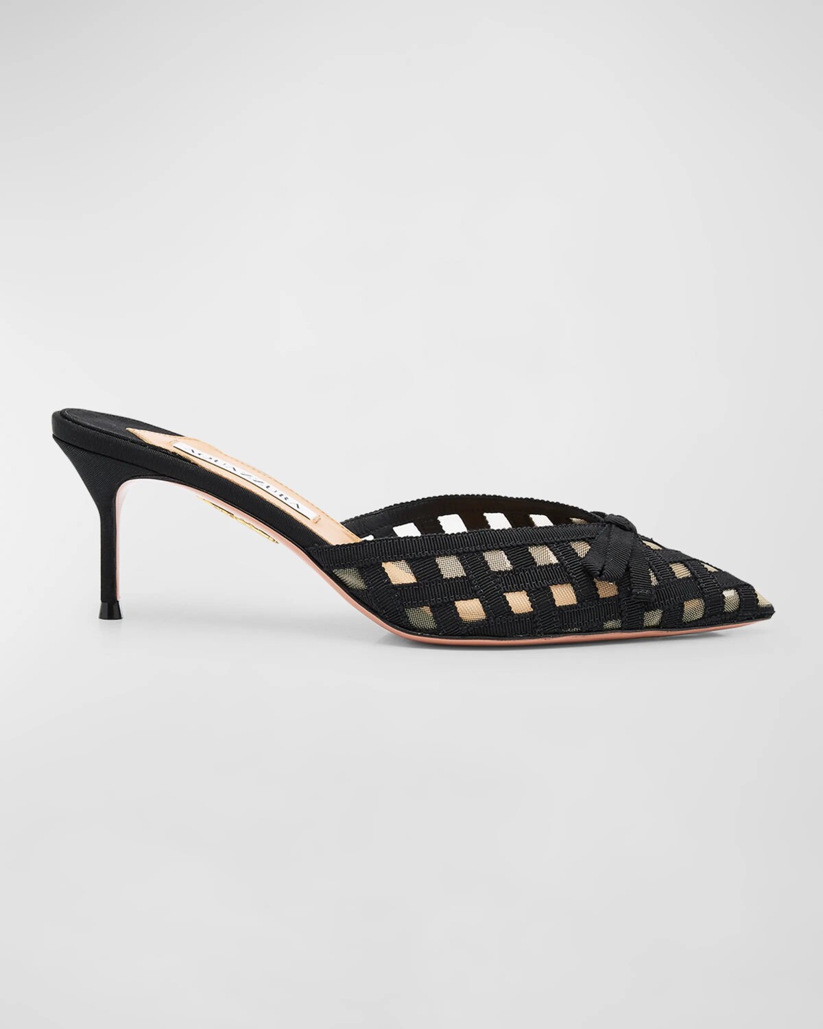 

Туфли-мюли в клетку Romance Grosgrain Aquazzura, цвет Black