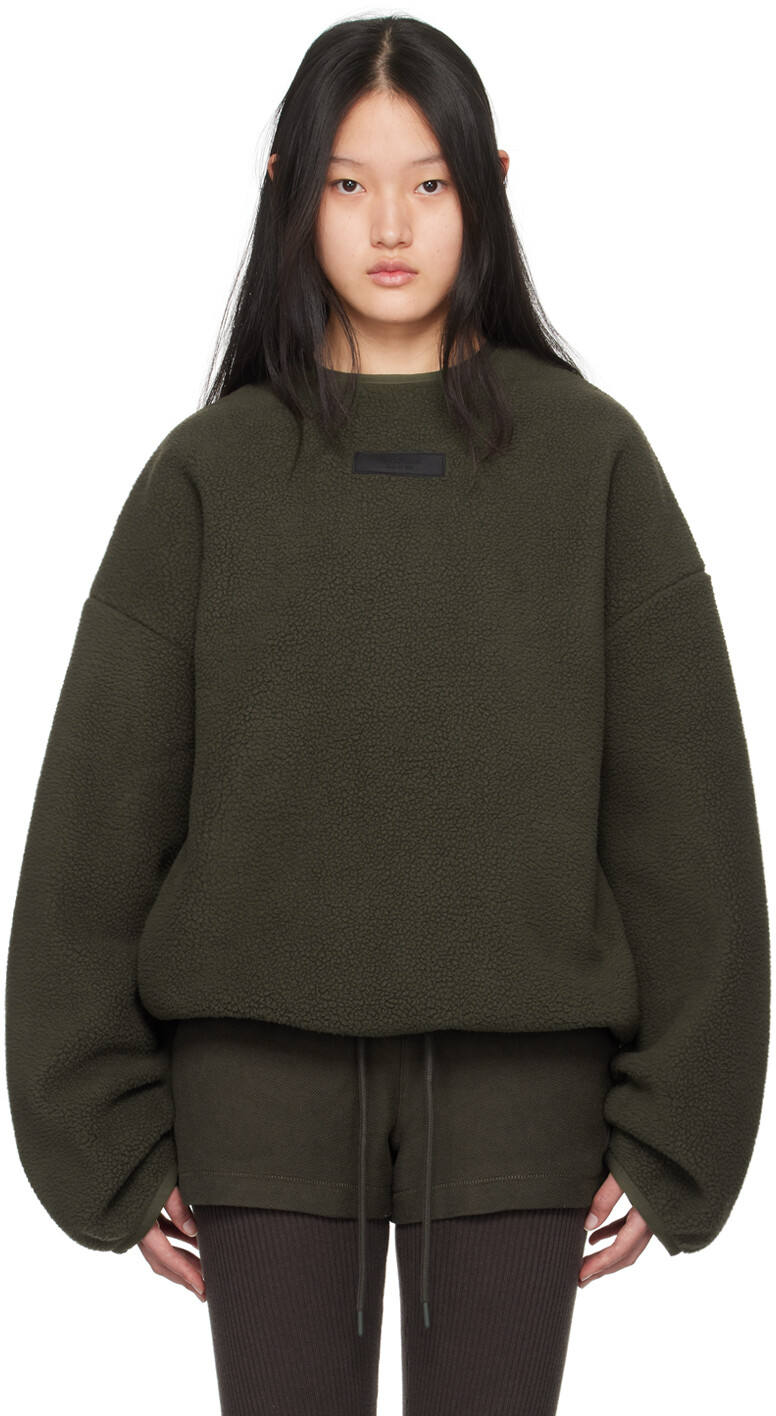 

Серый свитшот с круглым вырезом Fear Of God Essentials, цвет Ink