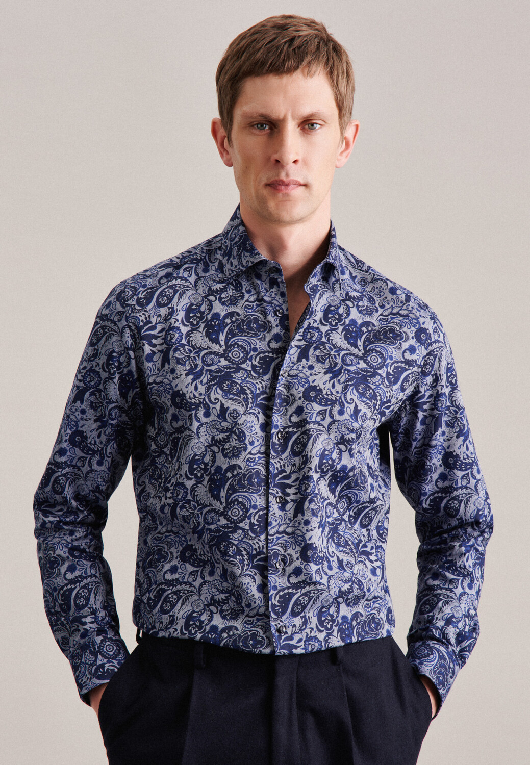 

Рубашка Seidensticker Flanell Slim, темно синий
