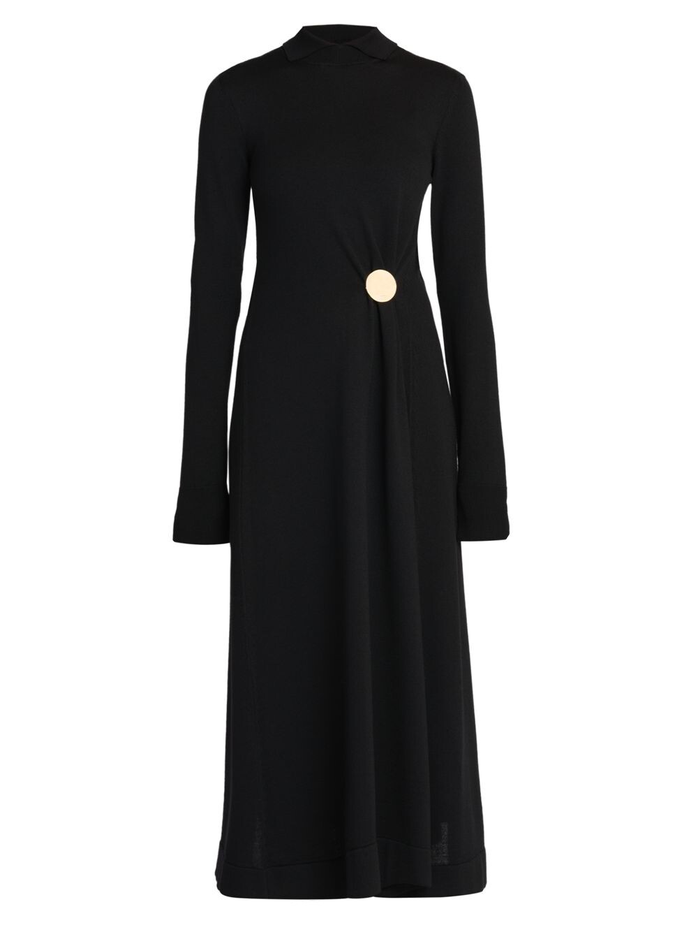 

Многослойное трикотажное шерстяное платье-миди Jil Sander, черный
