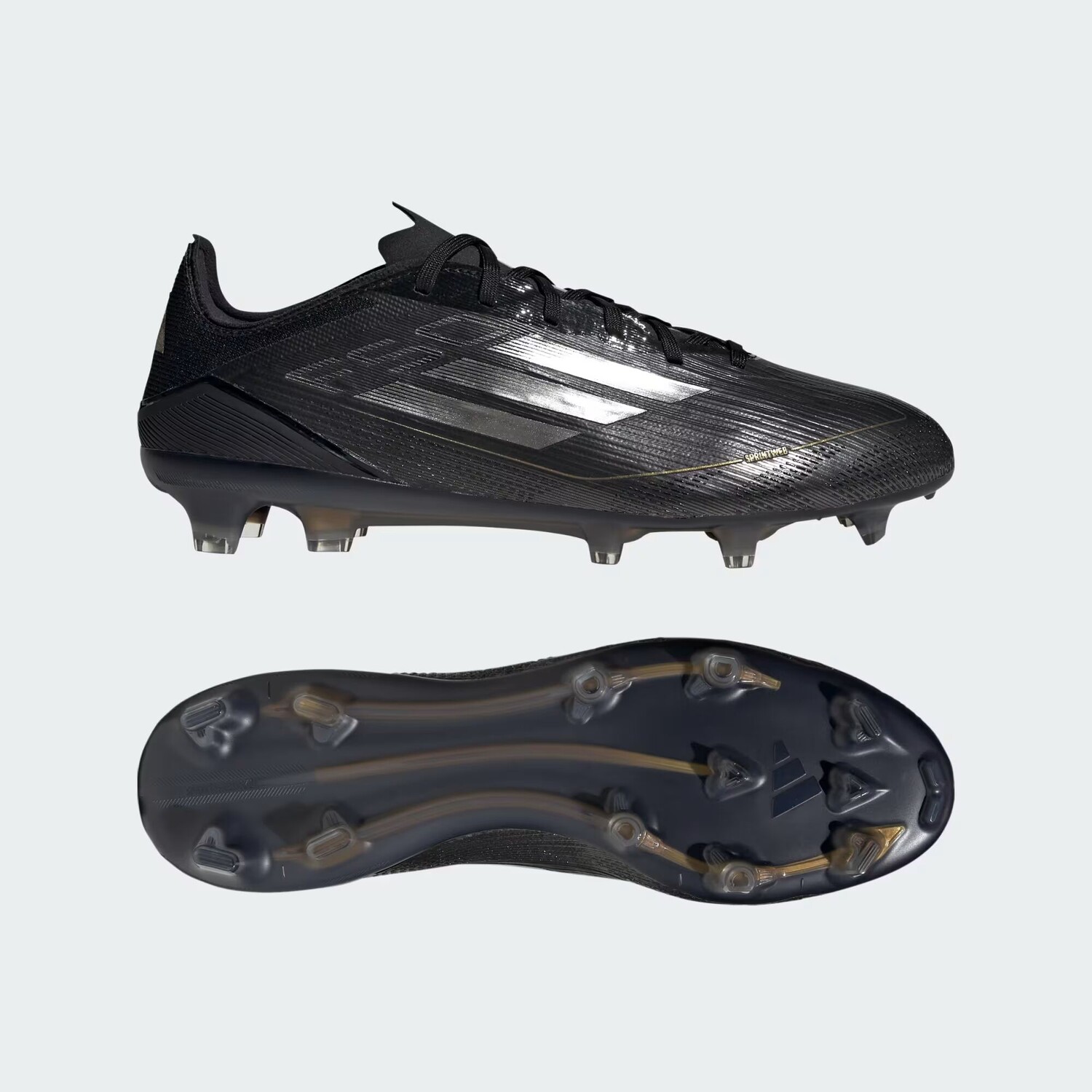 

Футбольные бутсы F50 Pro для твердого грунта Adidas, цвет Core Black/Iron Metallic/Gold Metallic