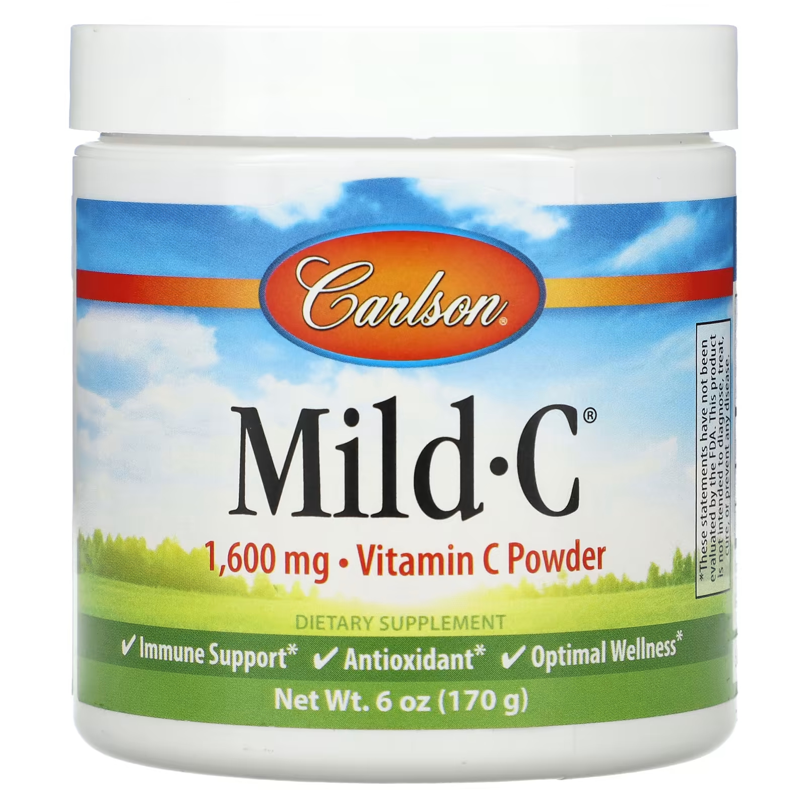 Порошок витамина С Carlson Mild-C 1600 мг, 170 г carlson кристаллы витамина c 2000 мг 170 г 6 унций