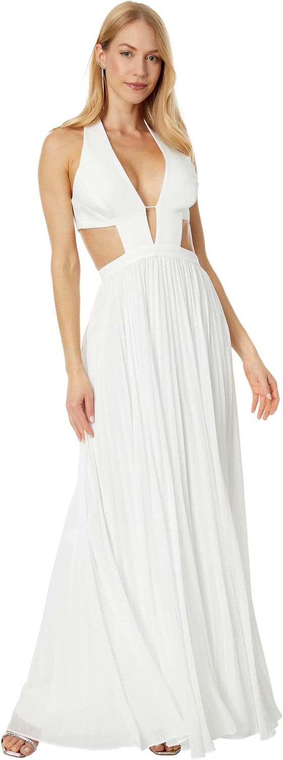 

Плиссированное платье с бретелькой на бретельках BCBGMAXAZRIA, цвет Off-White