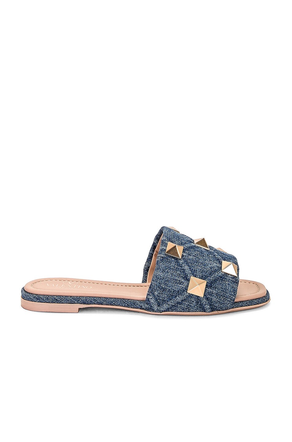 

Сандалии Valentino Garavani Roman Stud Quilted Slide, цвет Denim