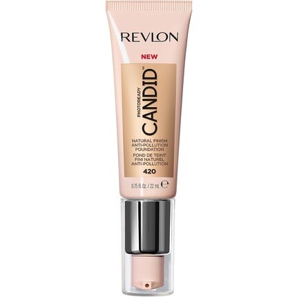 

Revlon PhotoReady Candid Natural Finish Foundation с антиоксидантами, предотвращающими загрязнение окружающей среды, и ингредиентами, препятствующими синему свету, 22 мл, 420 Sun Beige