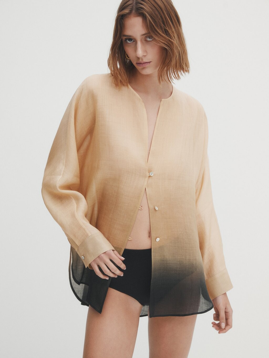 

Блузка Massimo Dutti, бежевый