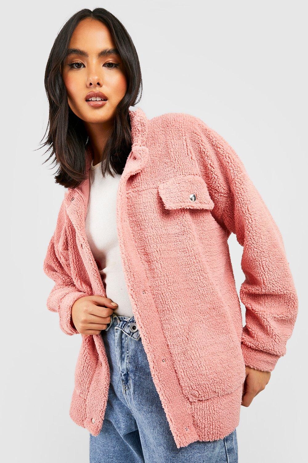 

Куртка teddy из искусственного меха Boohoo, розовый