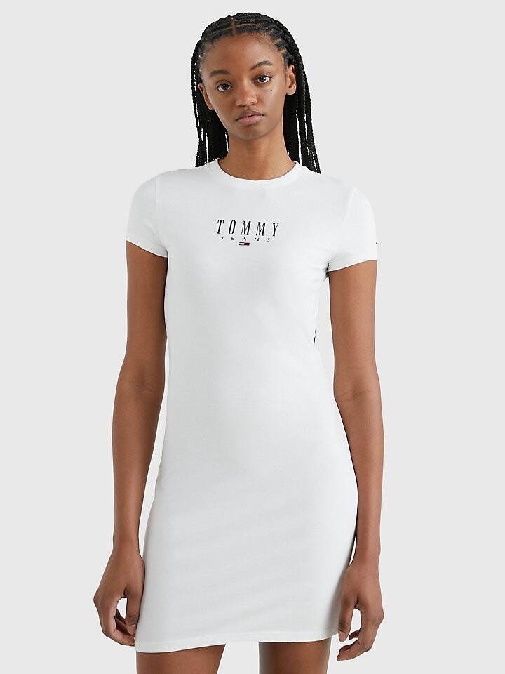 

Однотонное облегающее платье с логотипом Tommy Jeans