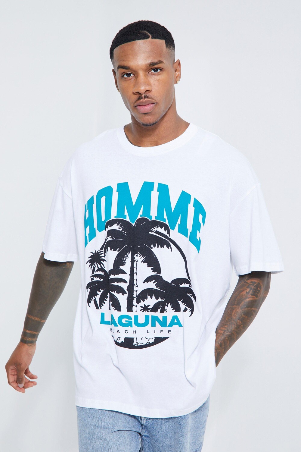 

Футболка оверсайз homme laguna beach Boohoo, белый