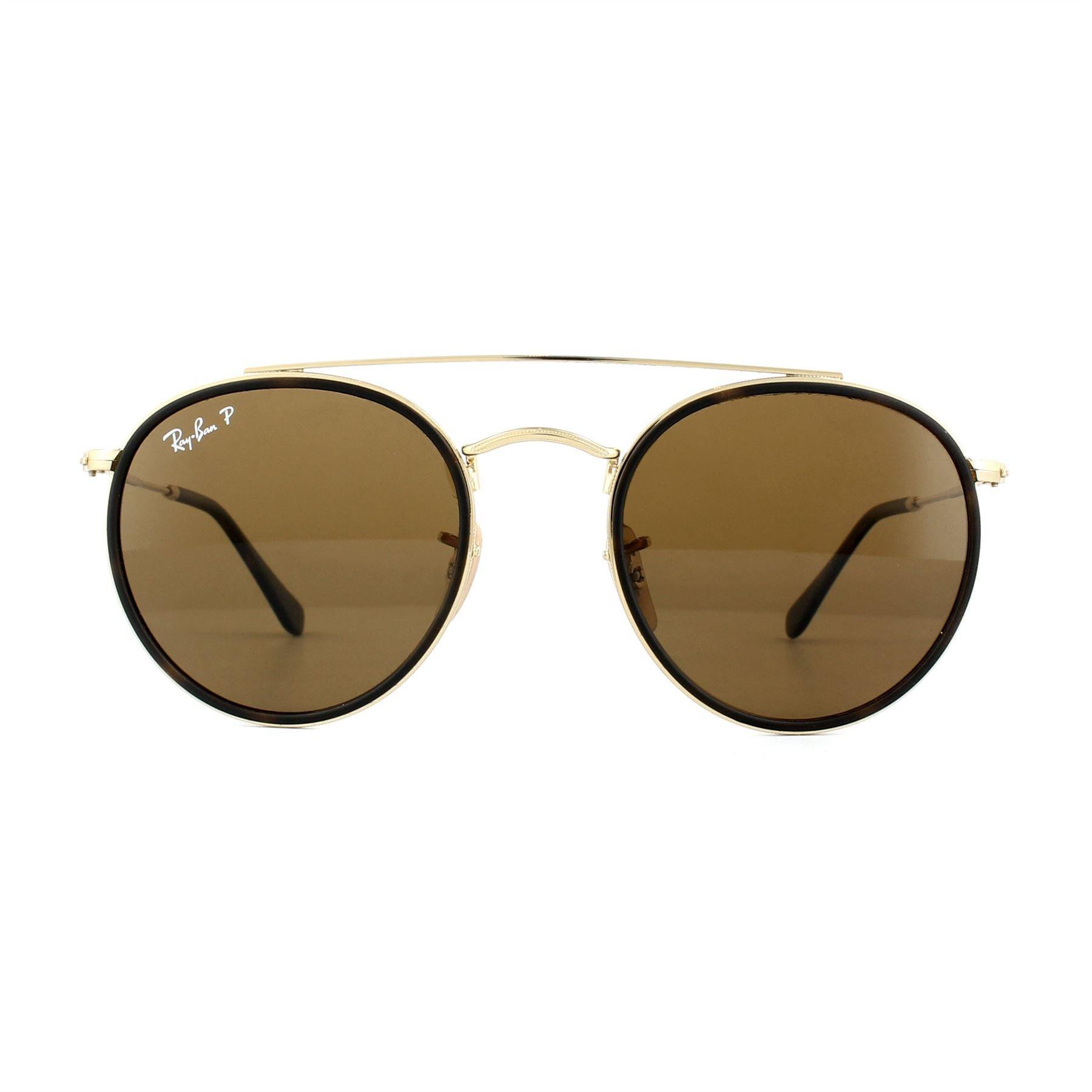 Круглые золотисто-коричневые поляризованные солнцезащитные очки B-15 Ray-Ban, золото очки ray ban rb 3647n 001 round double bridge