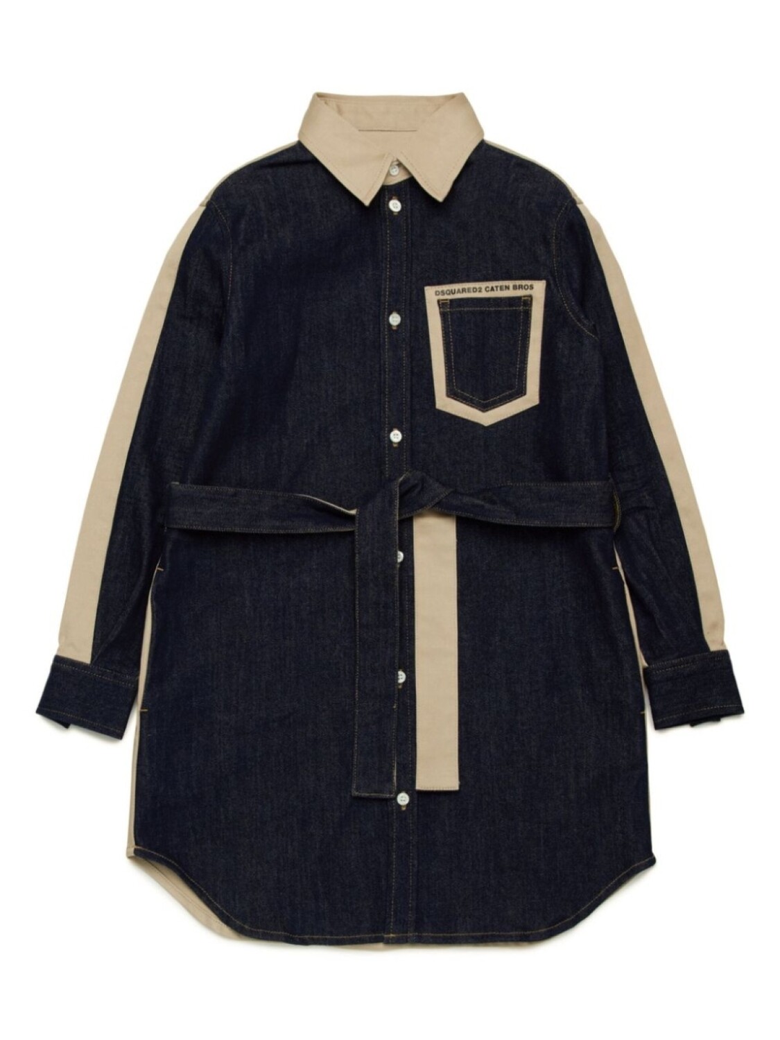 

DSQUARED2 KIDS джинсовое платье-рубашка со вставками, синий