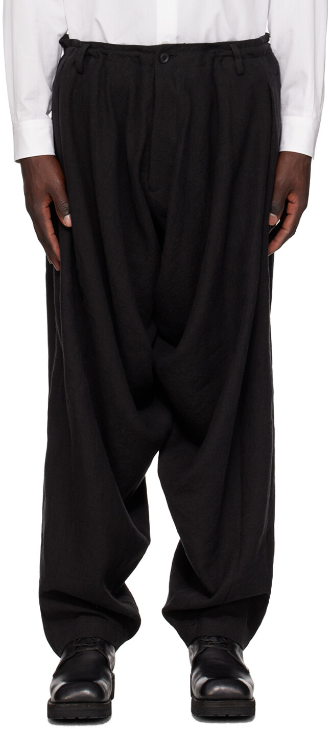 

Черные брюки с драпировкой Yohji Yamamoto, Черный
